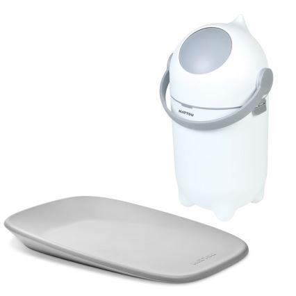Nattou - Кош за пелени и постелка за преповиване SOFTY 50x70 см бял/сив