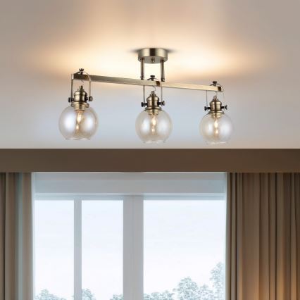 Накладен полилей POLINO 3xE27/40W/230V бронзов