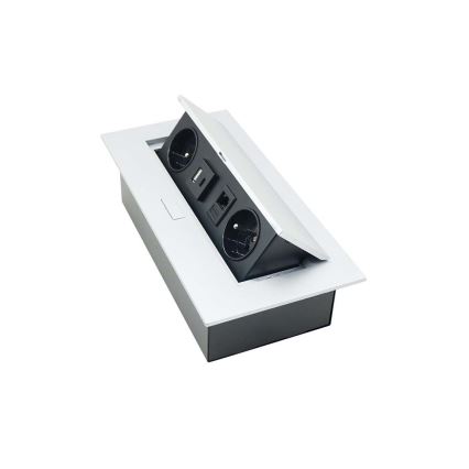Накланящ се контакт 2x 230V + USB-A 3,1A + USB-C 15,5W + RJ45 230V