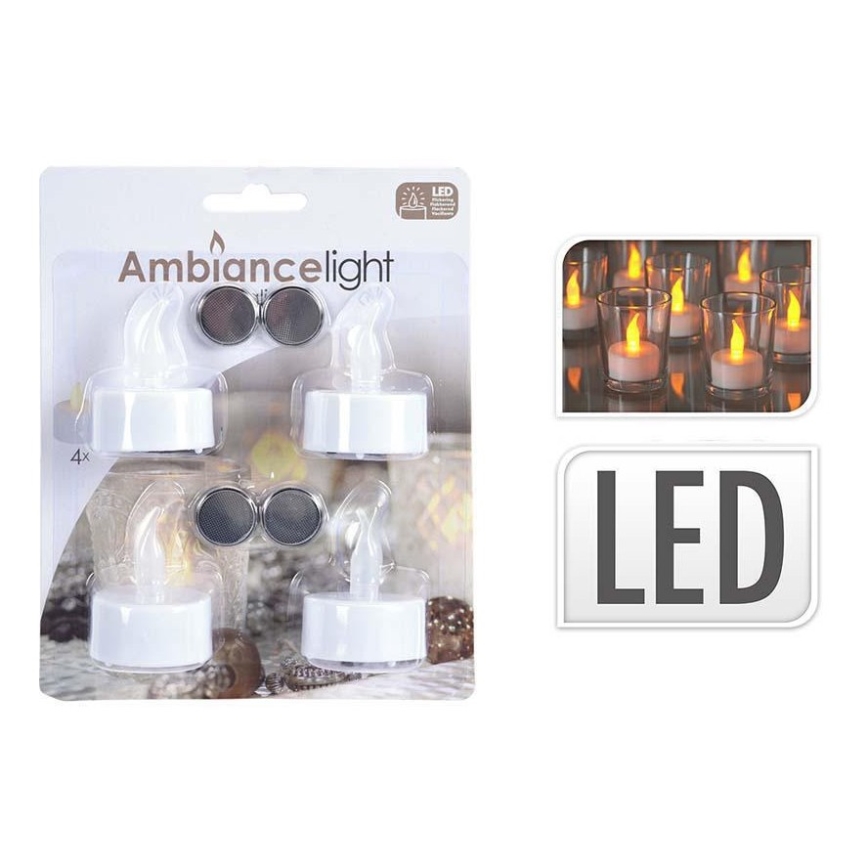 К-кт 4 бр. LED декоративна свещ TEALIGHT 4xLED/4xCR2032