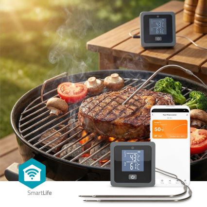 Умен дигитален термометър за месо SmartLife с LCD дисплей 0-300 °C 2xAAA