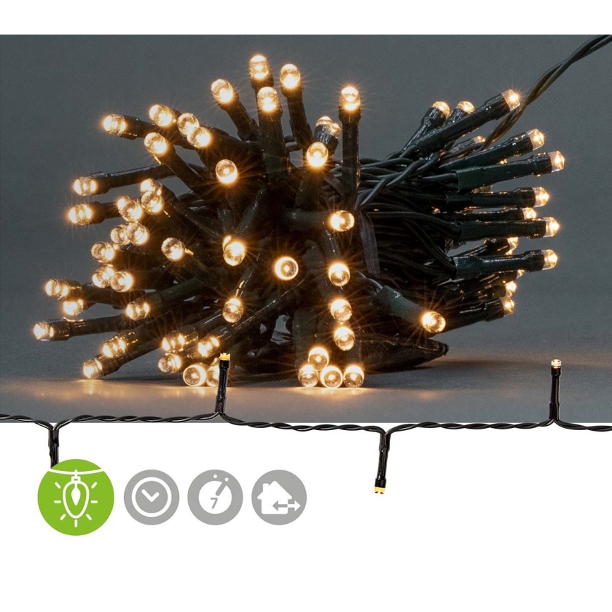 LED Коледни екстериорни лампички 48xLED/7 функции/3xAA 4,1м IP44 топло бели