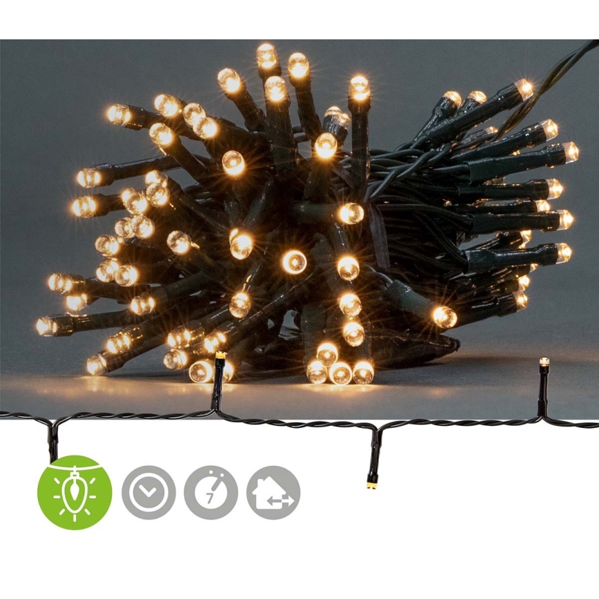 LED Екстериорни Коледни лампички 96xLED/7 функции/3xAA 7,7м IP44 топло бели