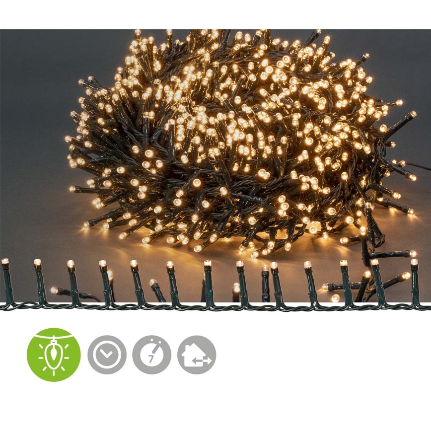 LED Екстериорни Коледни лампички 1200xLED/7 функции 27м IP44 топло бели