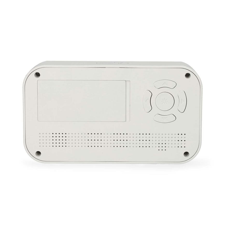 Дигитален часовник с будилник, термометър и влагомер, 2xAA, бял