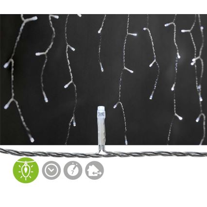 LED Коледна завеса 180xLED/7 функции 10,9м IP44 студено бели