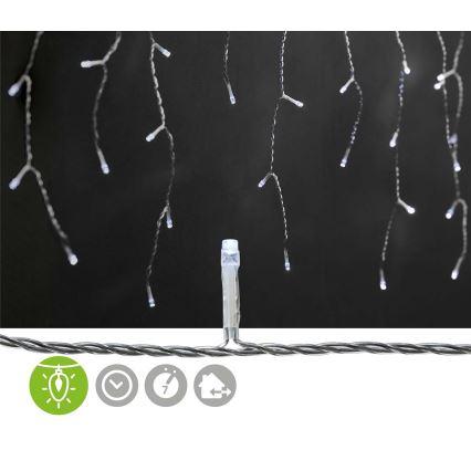 LED външна завеса 360xLED/7 функции 14m IP44 студено бяла