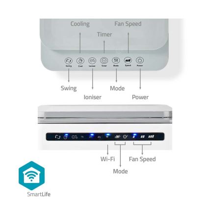 Охладител за въздух 65W/230V Wi-Fi Tuya бял + дистанционно управление