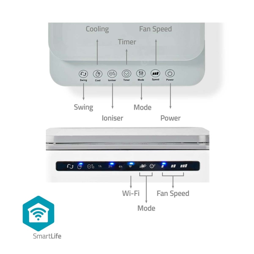 Охладител за въздух 65W/230V Wi-Fi Tuya бял + дистанционно управление