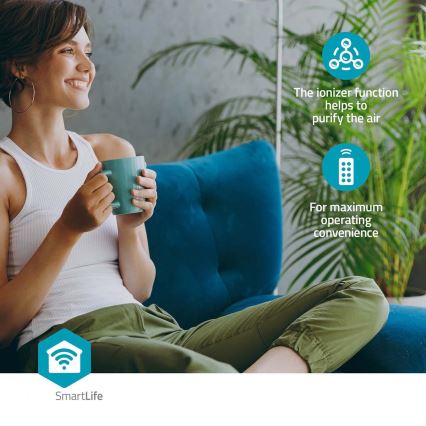 Охладител за въздух 65W/230V Wi-Fi Tuya бял + дистанционно управление