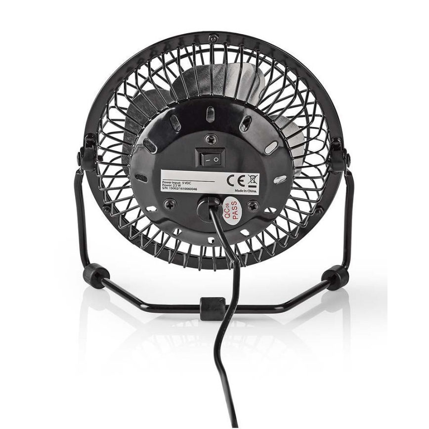 Настолен вентилатор 3W/USB 10 см черен