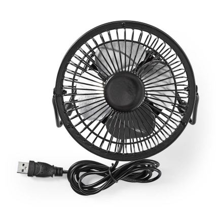 Настолен вентилатор 3W/USB 10 см черен