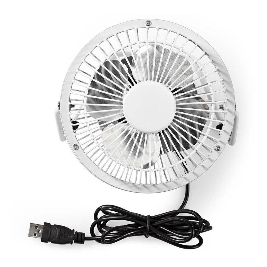 Настолен вентилатор 3W/USB 10 см бял