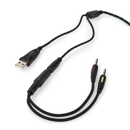 LED Геймърски слушалки с микрофон черни/сини
