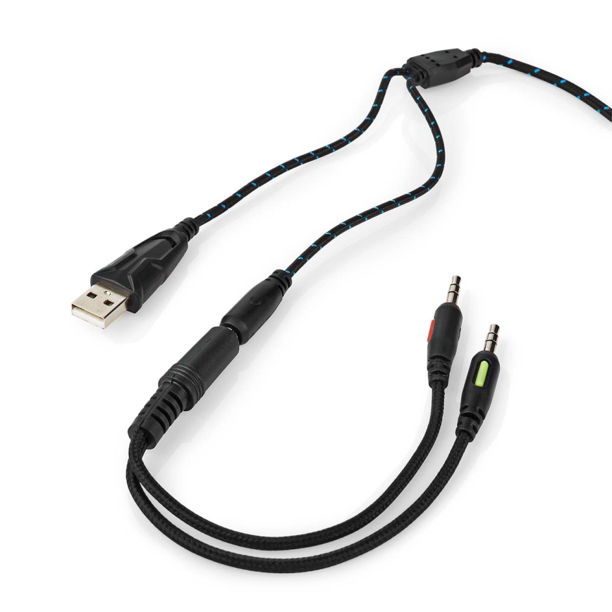 LED Геймърски слушалки с микрофон черни/сини