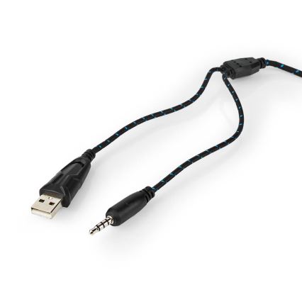 LED Геймърски слушалки с микрофон черни/сини