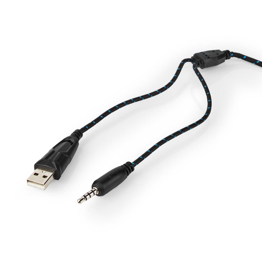 LED Геймърски слушалки с микрофон черни/сини