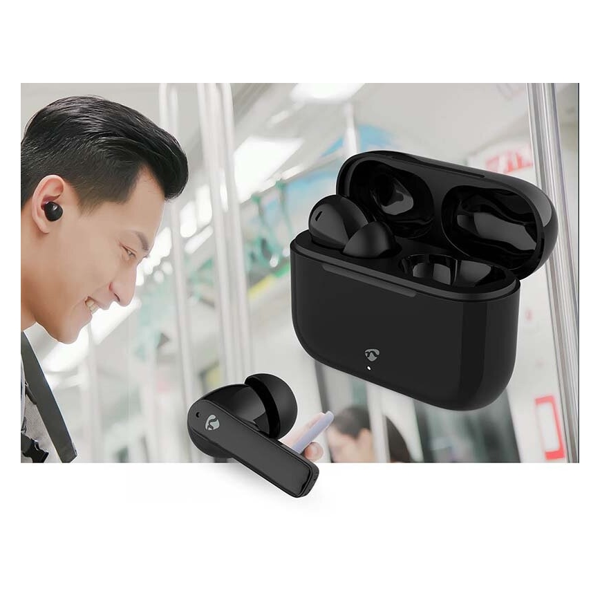 Безжични слушалки с ENC (шумопотискане) 450 mAh + 2x 40 mAh IPX4 черен