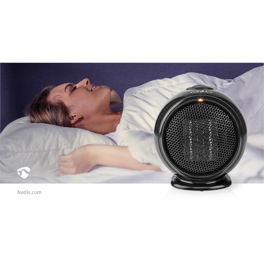 Вентилатор с керамичен нагревател 500W/230V черен