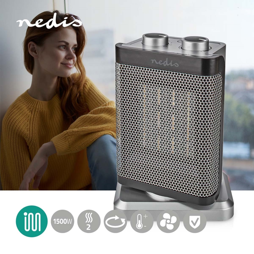 Керамична духалка 1000/1500W/230V сребриста