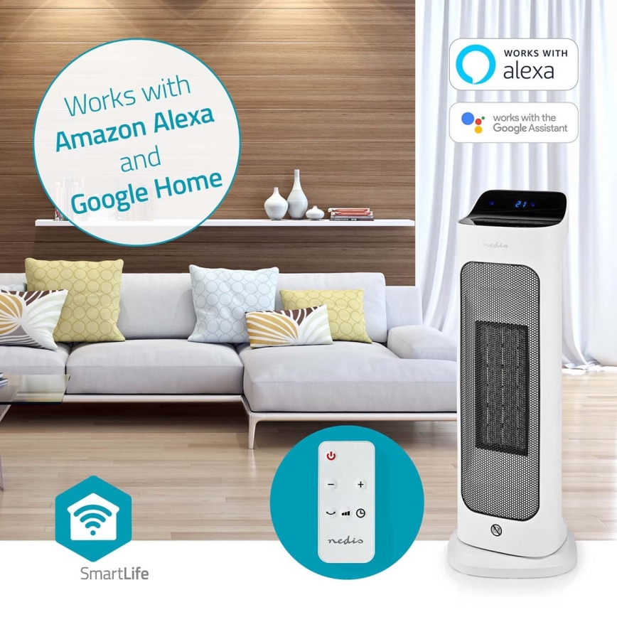 Вентилатор с керамичен подгряващ елемент Smartlife 1400/2000W/230V Wi-Fi Tuya + дистанционно управление