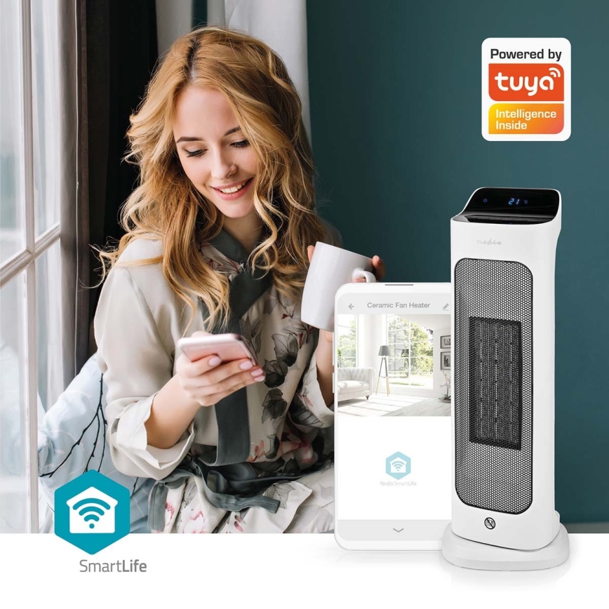 Вентилатор с керамичен подгряващ елемент Smartlife 1400/2000W/230V Wi-Fi Tuya + дистанционно управление