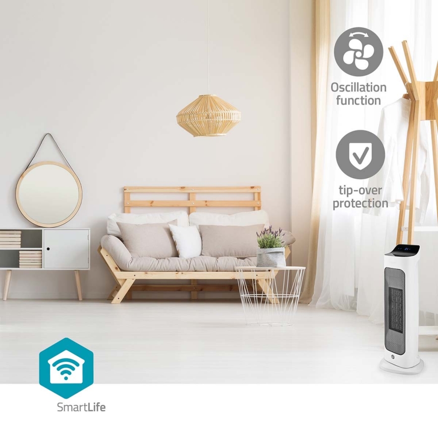 Вентилатор с керамичен подгряващ елемент Smartlife 1400/2000W/230V Wi-Fi Tuya + дистанционно управление