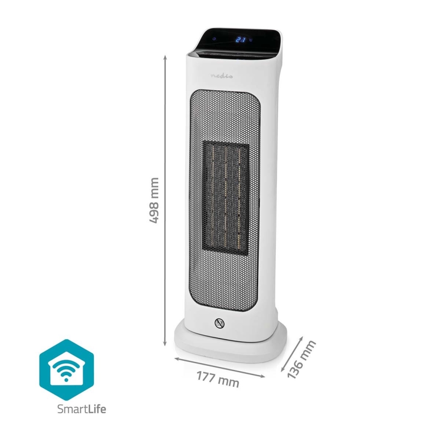 Вентилатор с керамичен подгряващ елемент Smartlife 1400/2000W/230V Wi-Fi Tuya + дистанционно управление