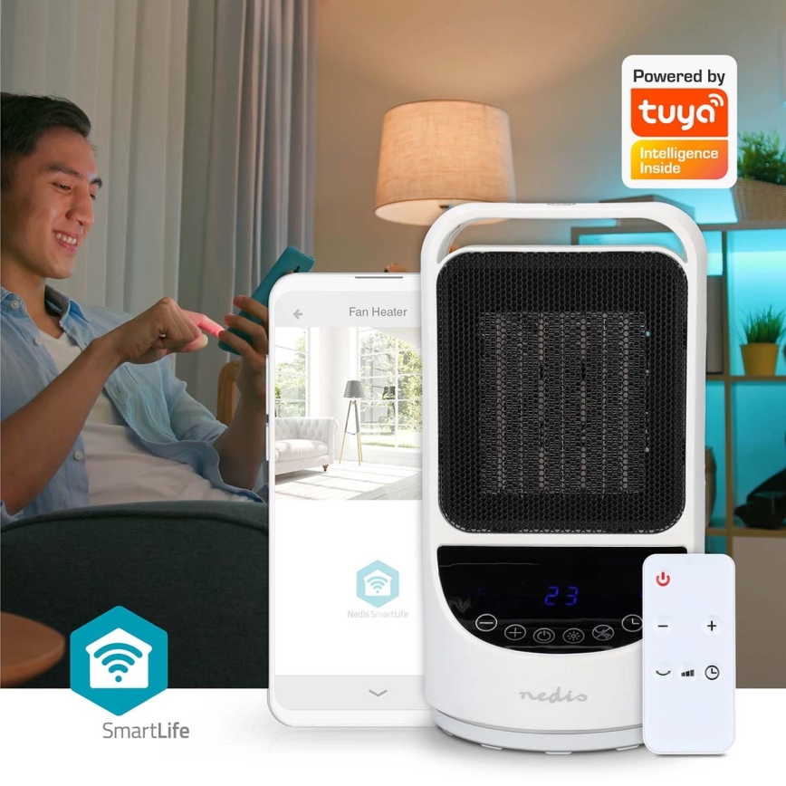 Вентилатор с керамичен подгряващ елемент Smartlife 1000/1500W/230V Wi-Fi Tuya + дистанционно управление