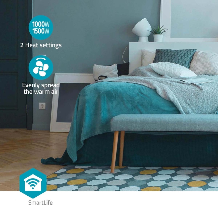 Вентилатор с керамичен подгряващ елемент Smartlife 1000/1500W/230V Wi-Fi Tuya + дистанционно управление