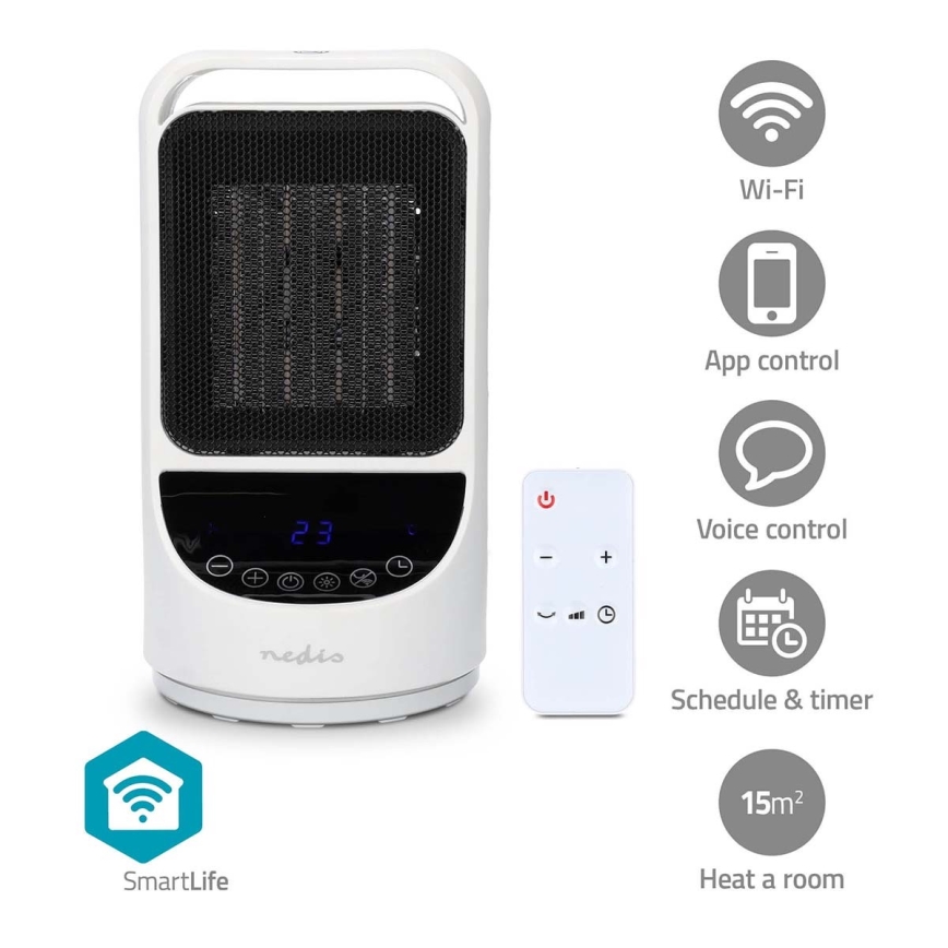 Вентилатор с керамичен подгряващ елемент Smartlife 1000/1500W/230V Wi-Fi Tuya + дистанционно управление