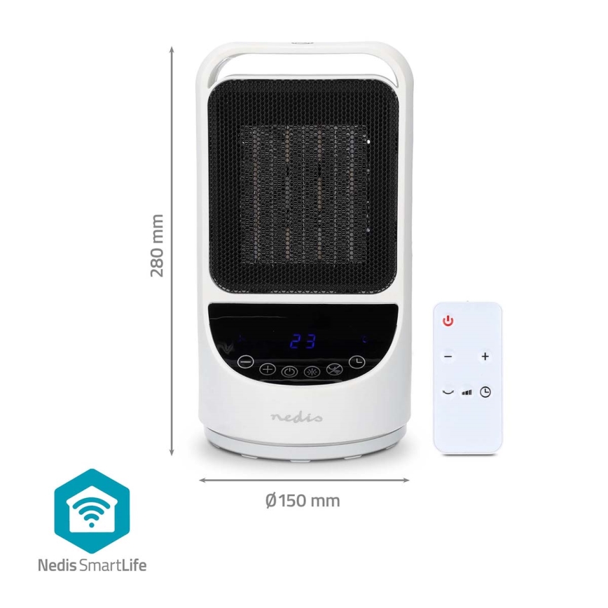Вентилатор с керамичен подгряващ елемент Smartlife 1000/1500W/230V Wi-Fi Tuya + дистанционно управление