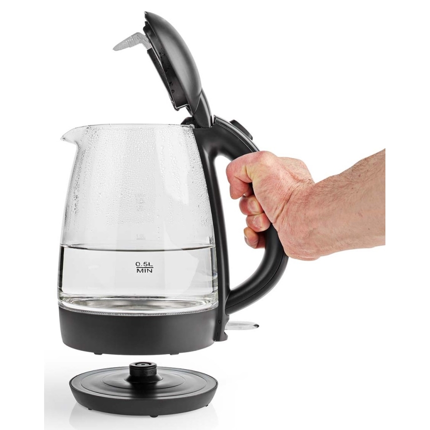 Кана с LED подсветка 1,7 л 2200W/230V черна