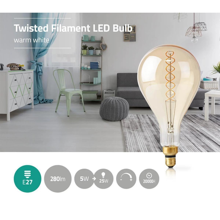 Димируема LED крушка FILAMENT A160 E27/5W/230V 2000K