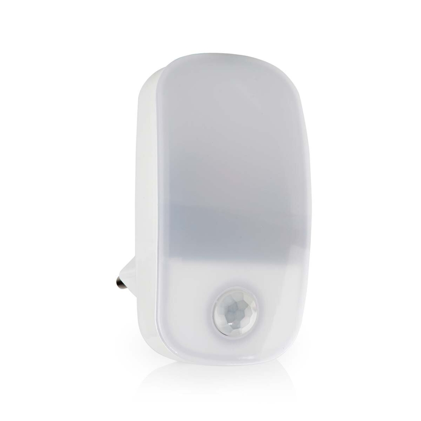LED Ориентировъчна светлина в гнездо със сензор за движение и здрач LED/0,55W/230V бял