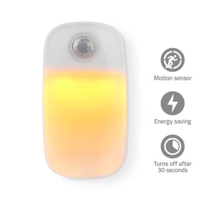 LED Ориентировъчна светлина в гнездо със сензор за движение и здрач LED/0,55W/230V бял