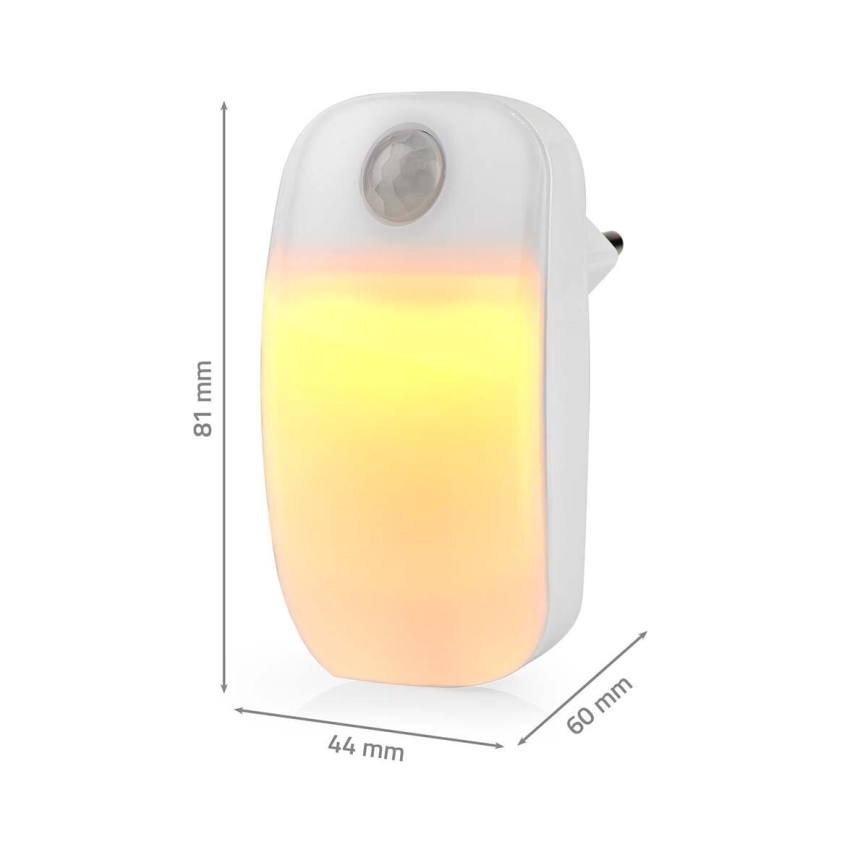 LED Ориентировъчна светлина в гнездо със сензор за движение и здрач LED/0,55W/230V бял