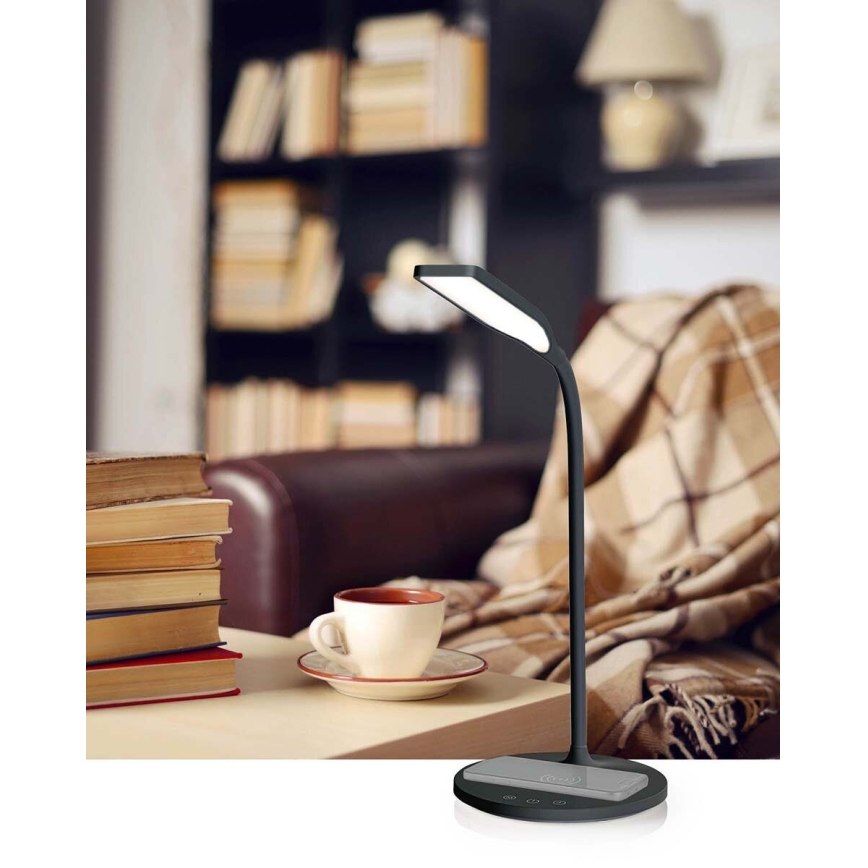 LED Димируем докосване flexible настолна лампа с 15W безжично зареждане Qi LED/5,5W/230V 2700-6500K черен