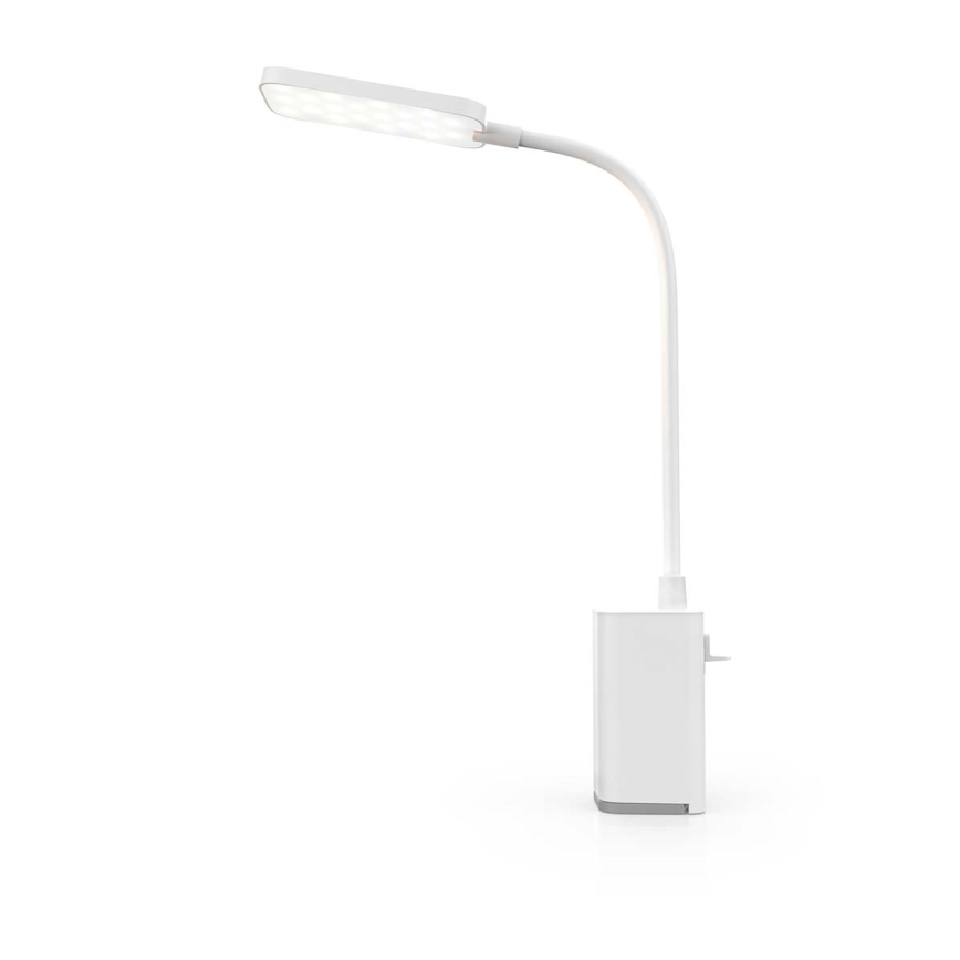 Димируема презареждаема сензорна гъвкава настолна лампа с щипка LED/5W/1200 mAh, бяла