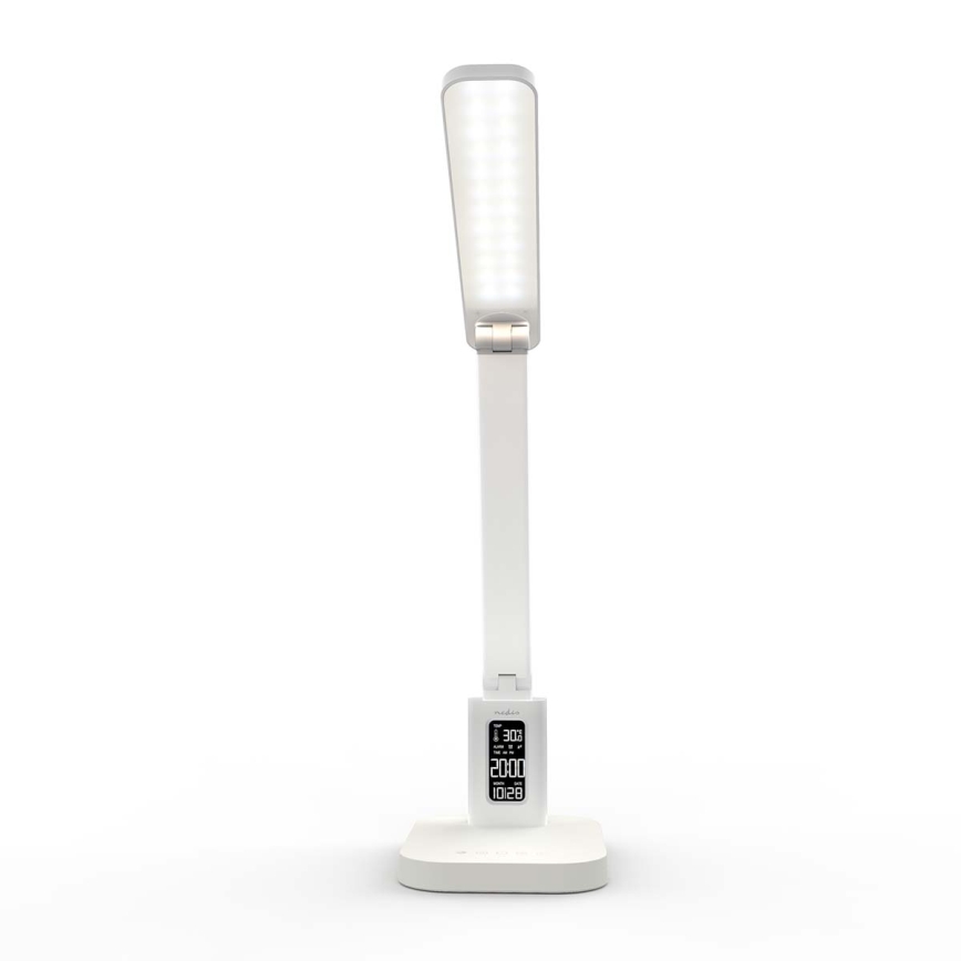 LED димируема презареждаема сензорна настолна лампа с дисплей LED/7,5W/1200 mAh 3000/4000/5700K CRI 90 бяла