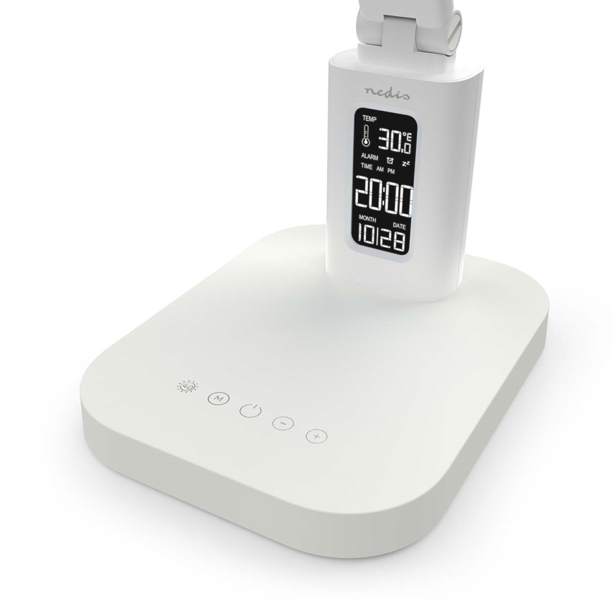 LED димируема презареждаема сензорна настолна лампа с дисплей LED/7,5W/1200 mAh 3000/4000/5700K CRI 90 бяла