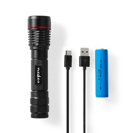 LED фенер с регулируема яркост, акумулаторен, алуминиев LED/10W/5V 2200 mAh IPX7, черен