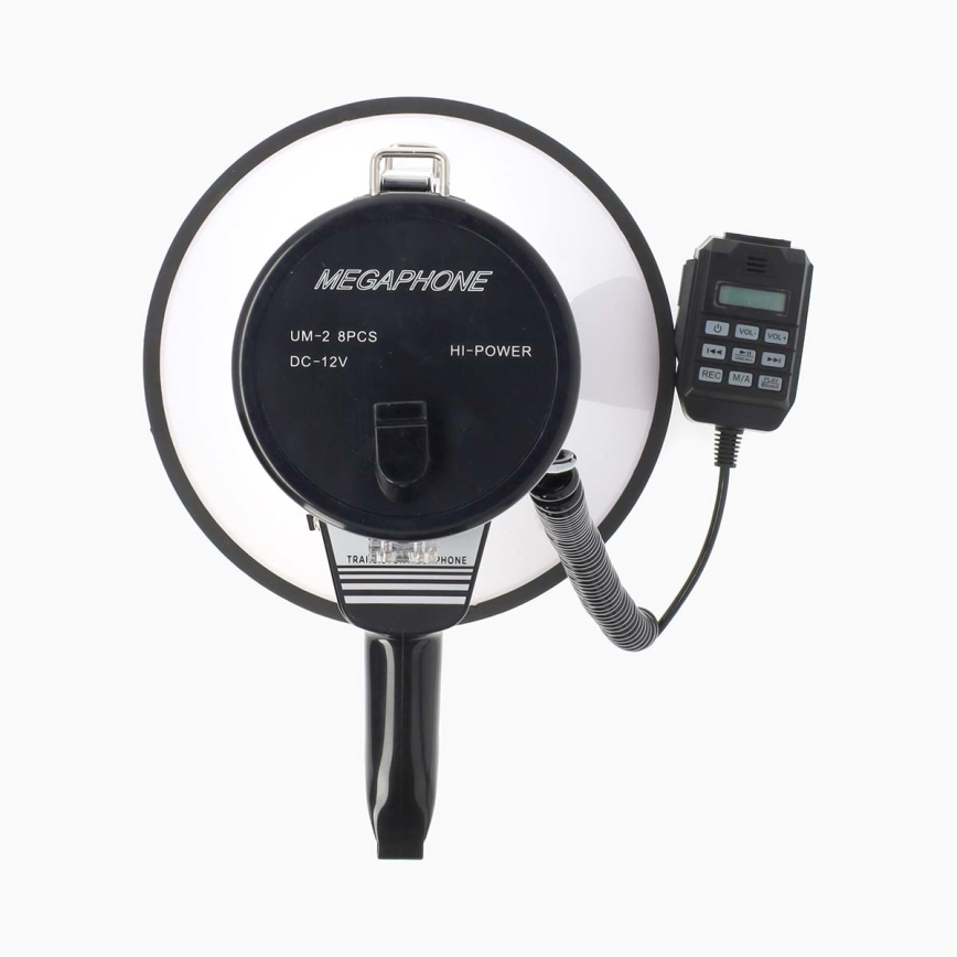 Мегафон с външен микрофон USB 25W/8xC бял/черен