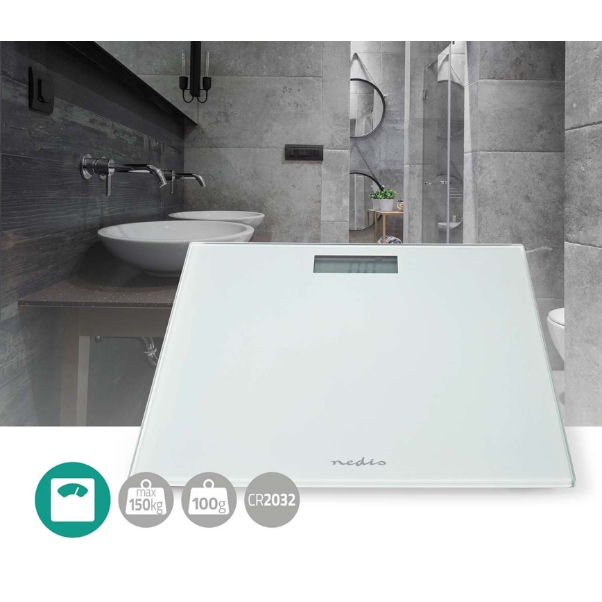 Дигитална везна за тяло 1xCR2032 бяла