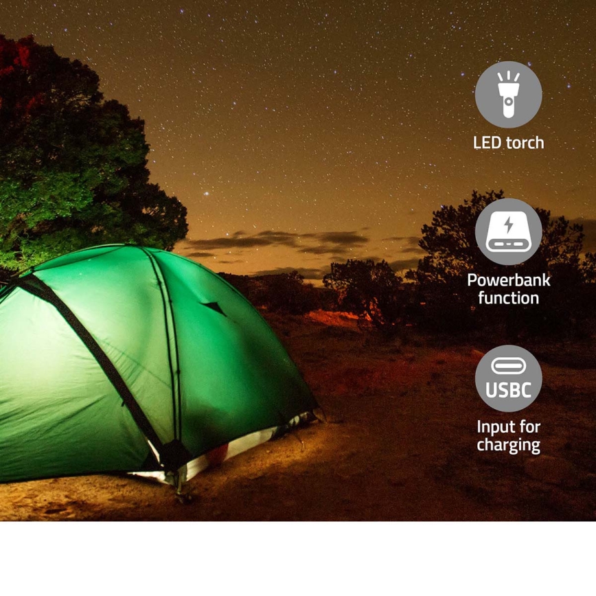 Радио DAB+/FM с манивела, соларен панел и LED фенер, 5V/2500 mAh, зелен/черен