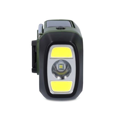 Радио DAB+/FM с манивела, соларен панел и LED фенер, 5V/2500 mAh, зелен/черен