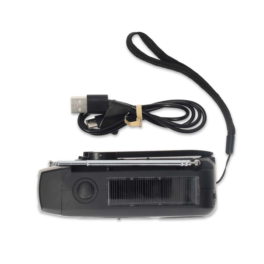 AM/FM радио с манивела, соларен панел и LED фенер, батерия 2000 mAh