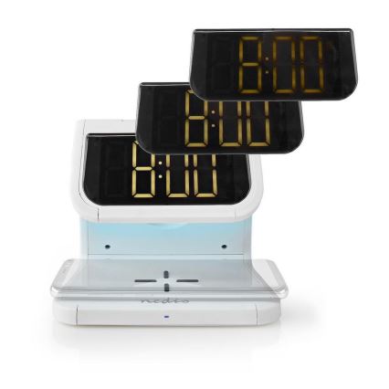 Будилник с безжично зарядно LED/10W/230V бял