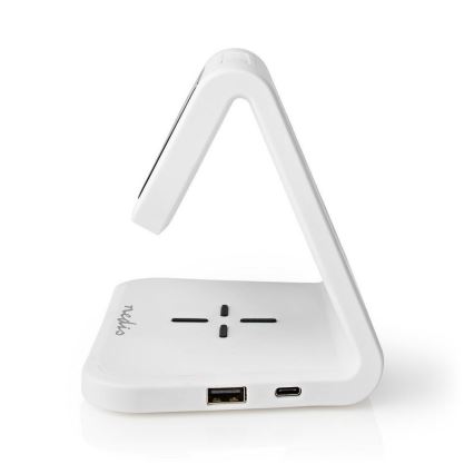 LED RGB Будилник с безжично зарядно устройство LED/10W/5V бял