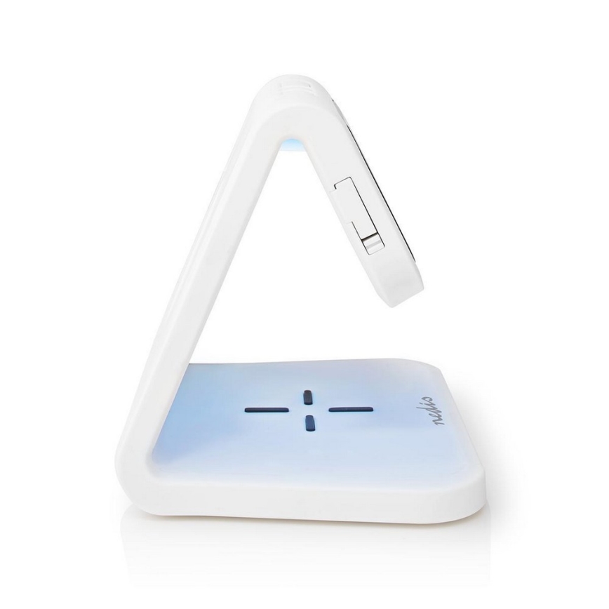 LED RGB Будилник с безжично зарядно устройство LED/10W/5V бял